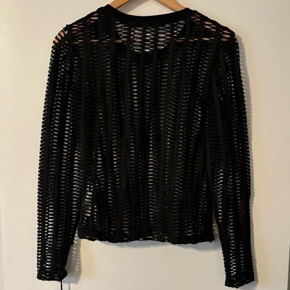 Blanc Noir Linear Mesh Sweatshirt New With Tags - Picture 3 of 5